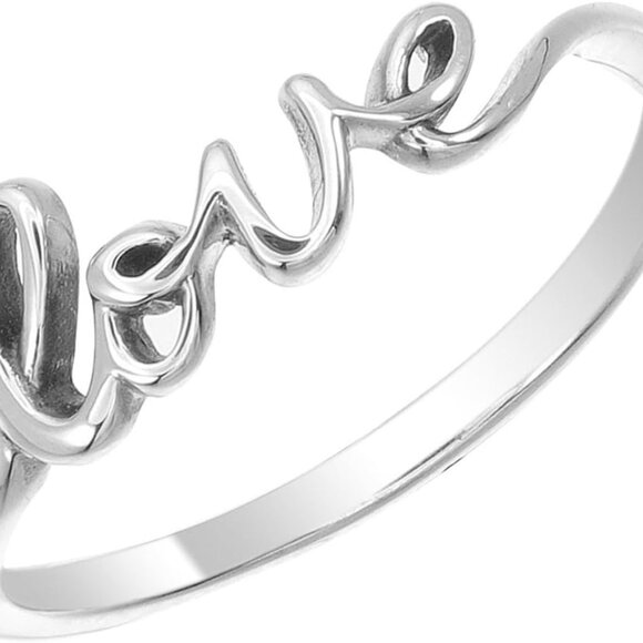 Jewelry Sterling Silver Love Script Ring - Picture 1 of 7